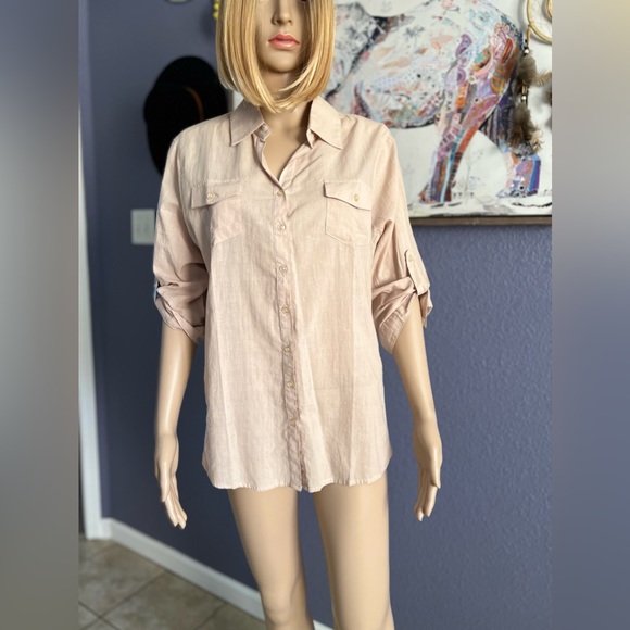 ACTIVE USA BUTTON DOWN BLOUSE - Picture 1 of 6